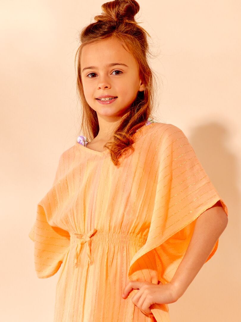 VESTIDO DE PLAYA CON FIBRA BRILLANTE  NARANJA