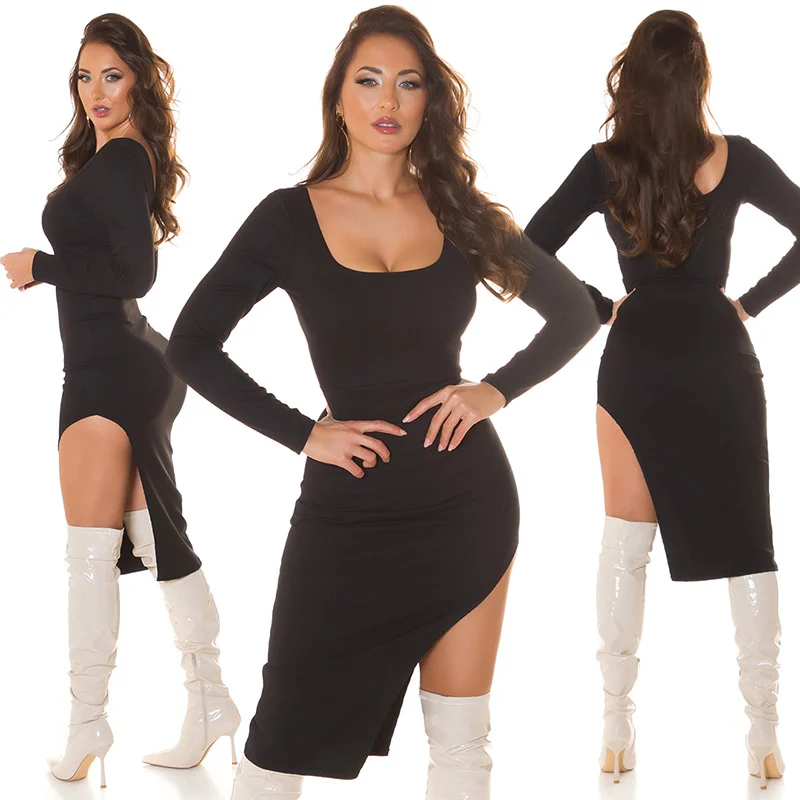 Vestido de punto asimétrico negro