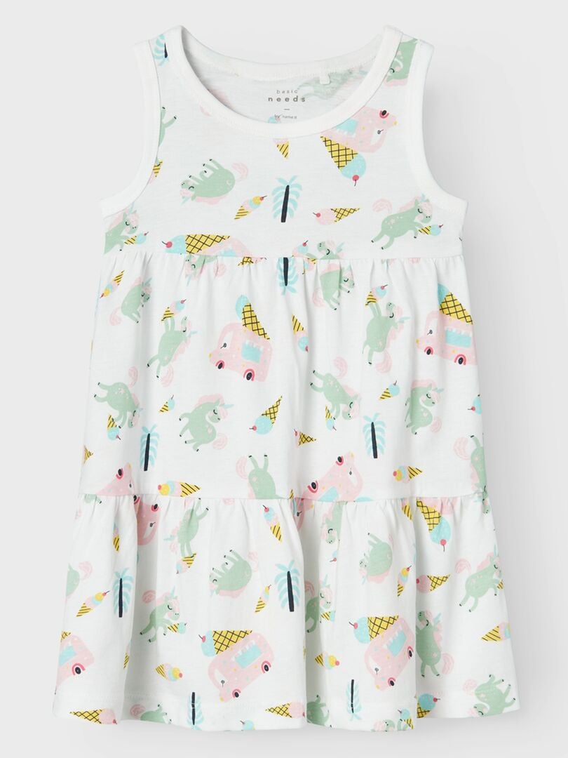 VESTIDO DE PUNTO CON VOLANTES 'NAME IT'  BLANCO