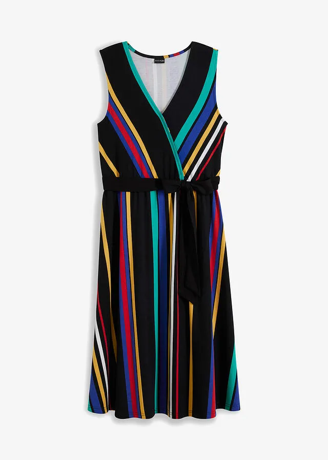 Vestido de punto negro con rayas