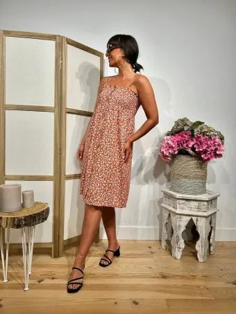 Vestido Estampado Flores AUGGIE Terracota