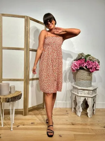 Vestido Estampado Flores AUGGIE Terracota