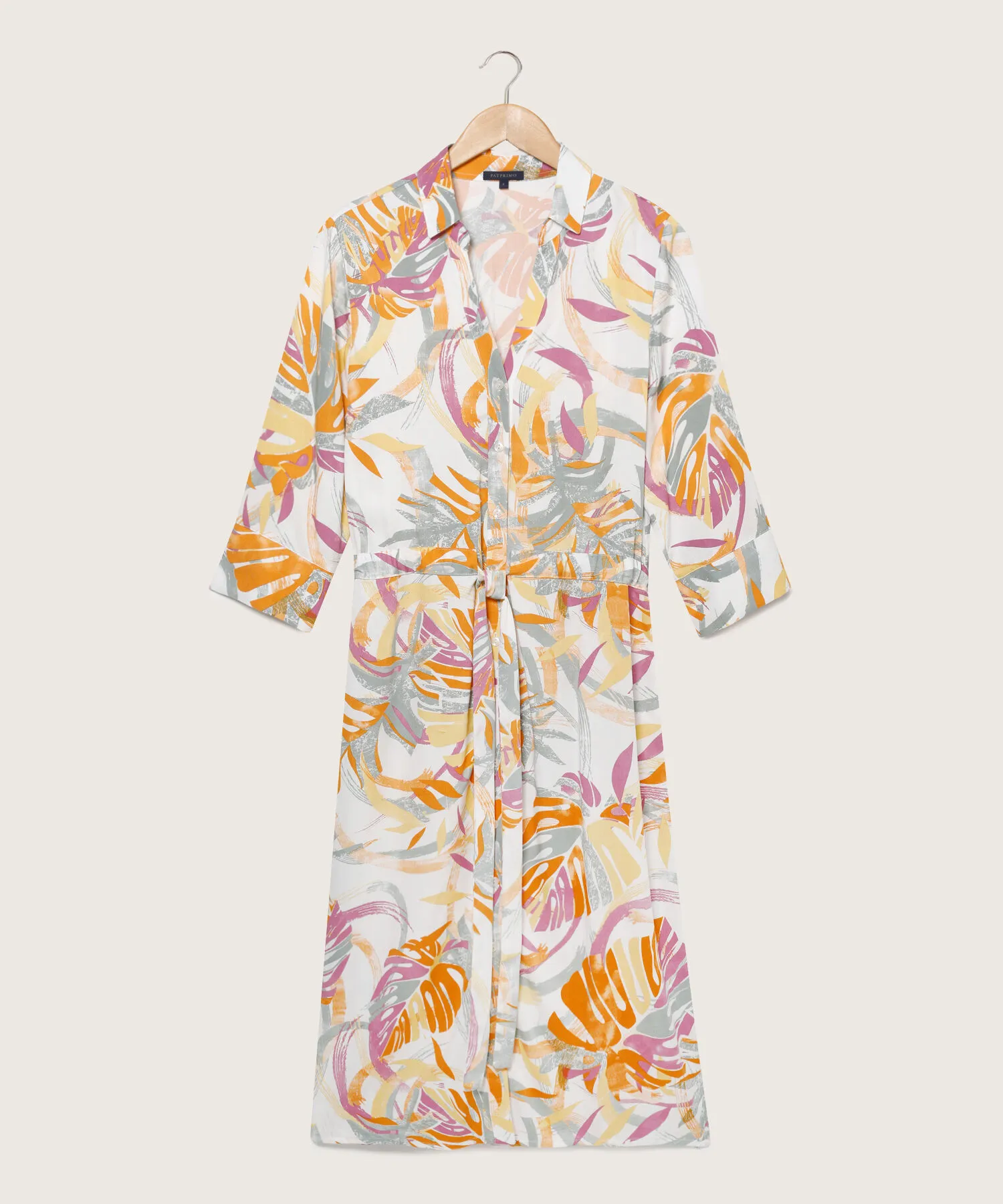 VESTIDO ESTAMPADO MIDI MANGA TRES CUARTOS