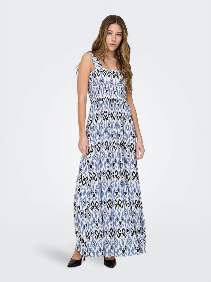 VESTIDO LARGO DE TIRANTES FRUNCIDOS 'JDY'  AZUL