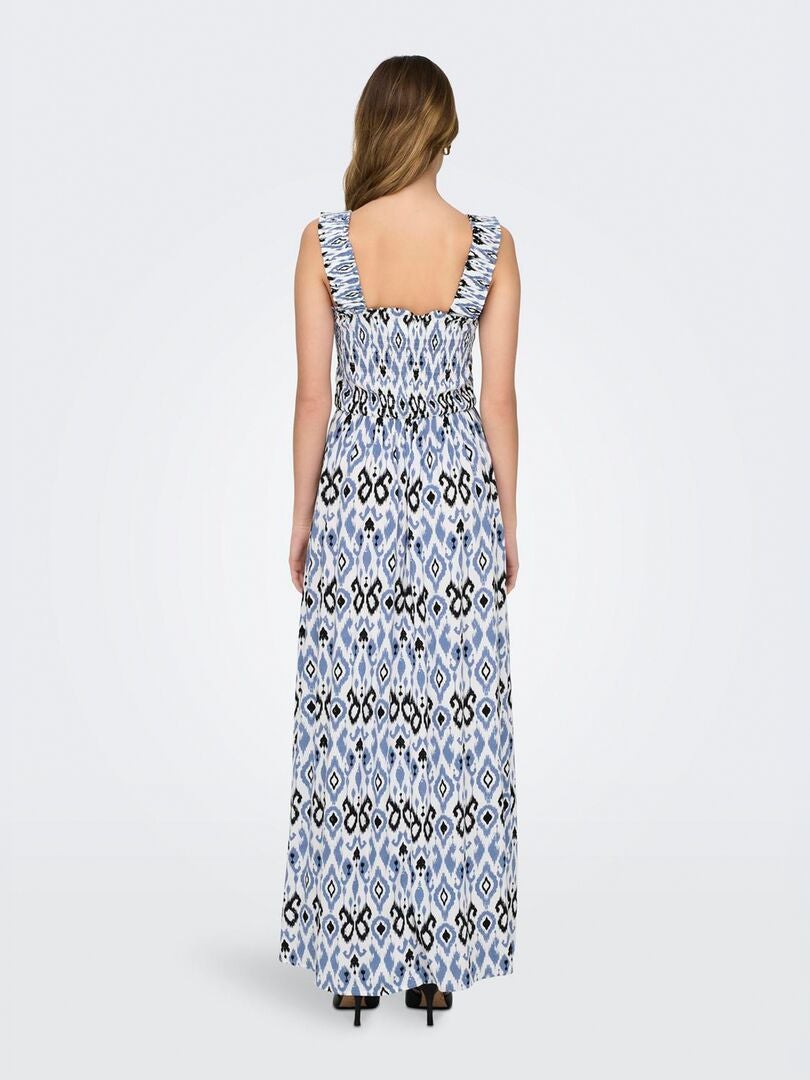 VESTIDO LARGO DE TIRANTES FRUNCIDOS 'JDY'  AZUL