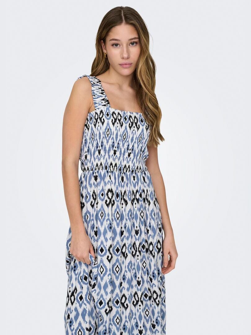 VESTIDO LARGO DE TIRANTES FRUNCIDOS 'JDY'  AZUL