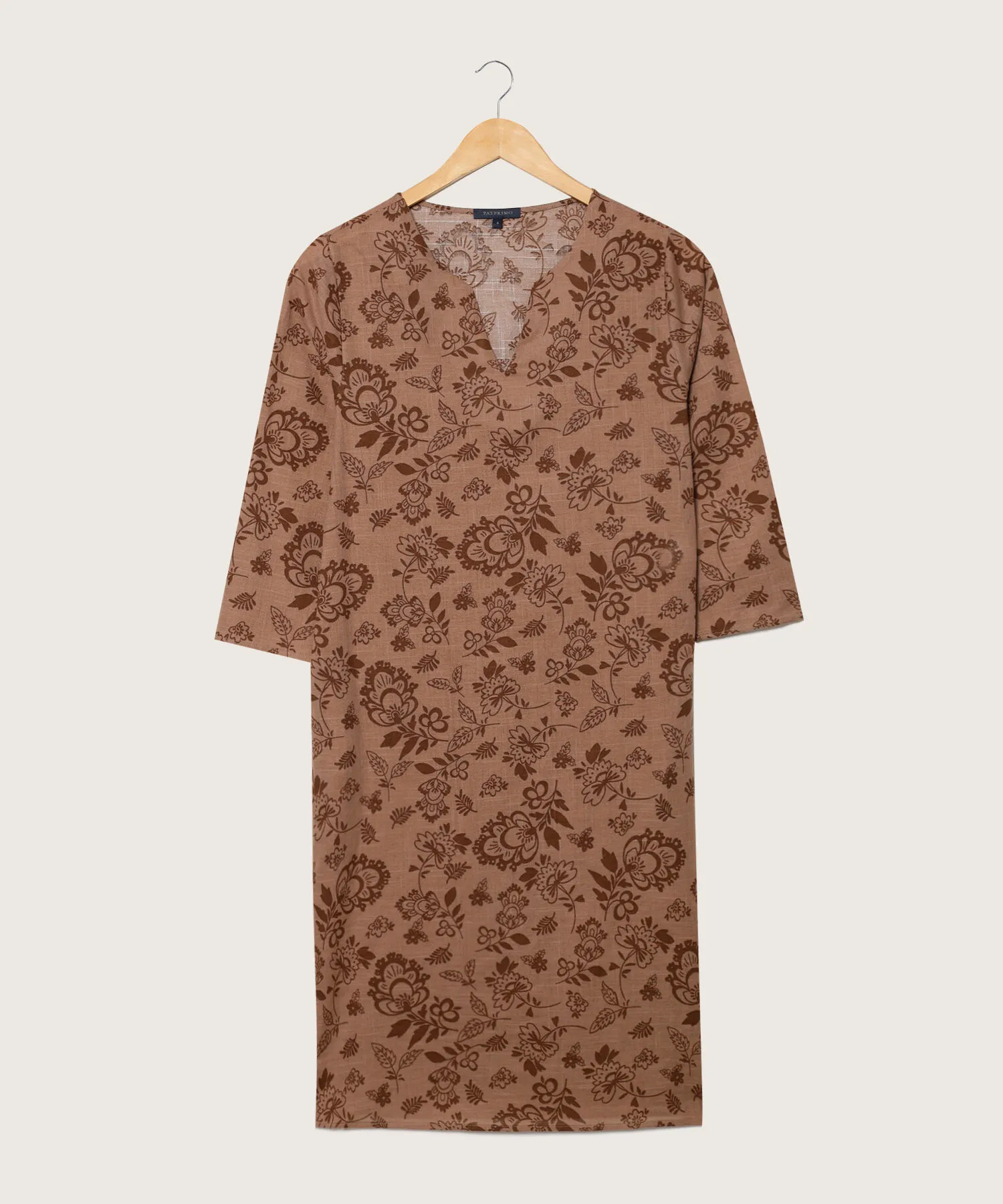 VESTIDO MANGA &FRAC34; CON ESTAMPADO CON ESTAMPADO