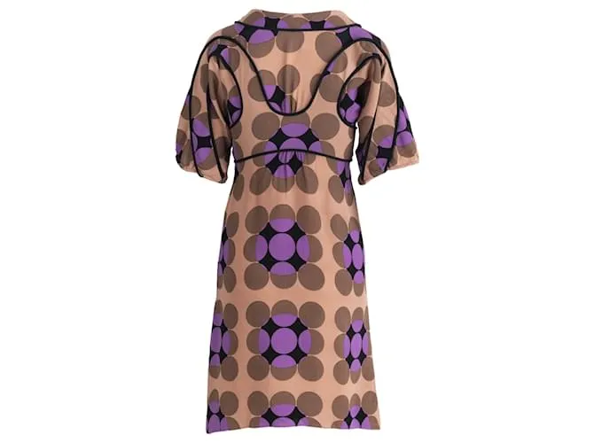 Vestido Marni Con Estampado Geométrico Castaño Púrpura 