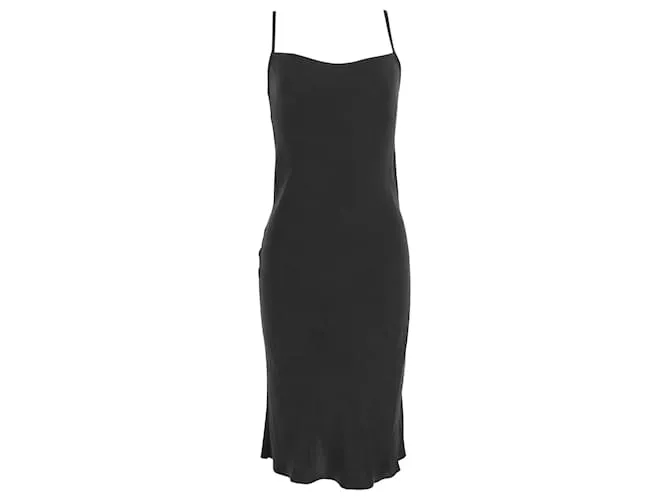 Vestido midi Joseph de seda negra con cuello cuadrado Negro 