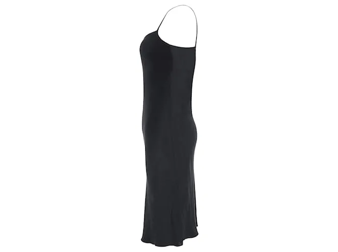 Vestido midi Joseph de seda negra con cuello cuadrado Negro 