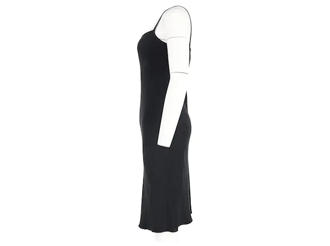 Vestido midi Joseph de seda negra con cuello cuadrado Negro 