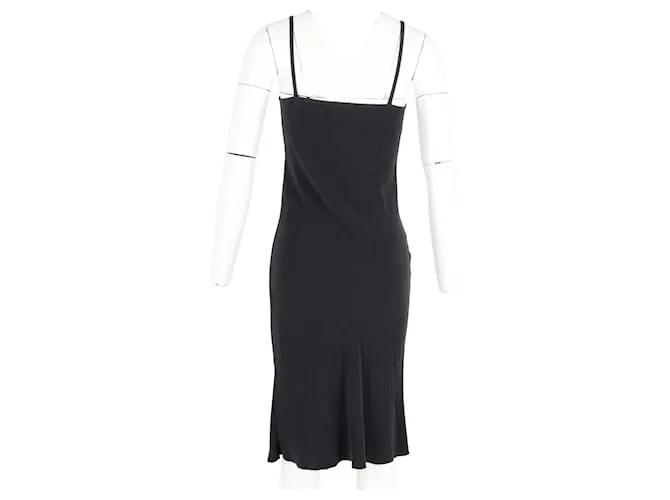 Vestido midi Joseph de seda negra con cuello cuadrado Negro 