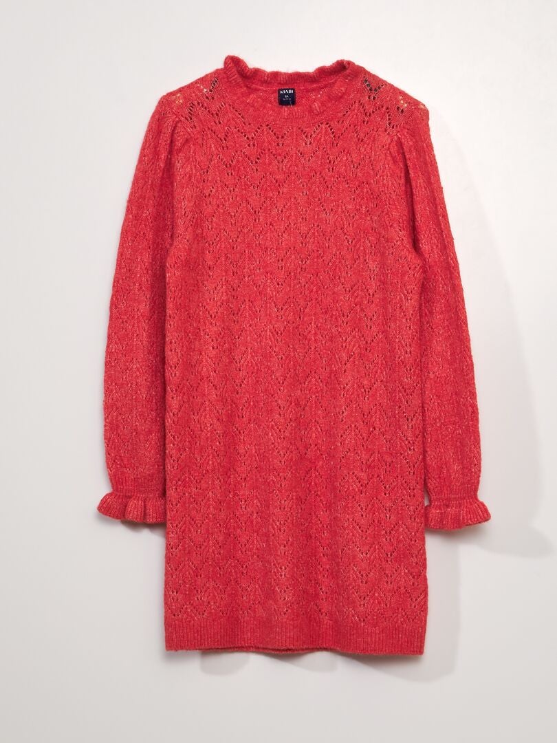 VESTIDO TIPO JERSEY DE PUNTO CALADO  ROJO