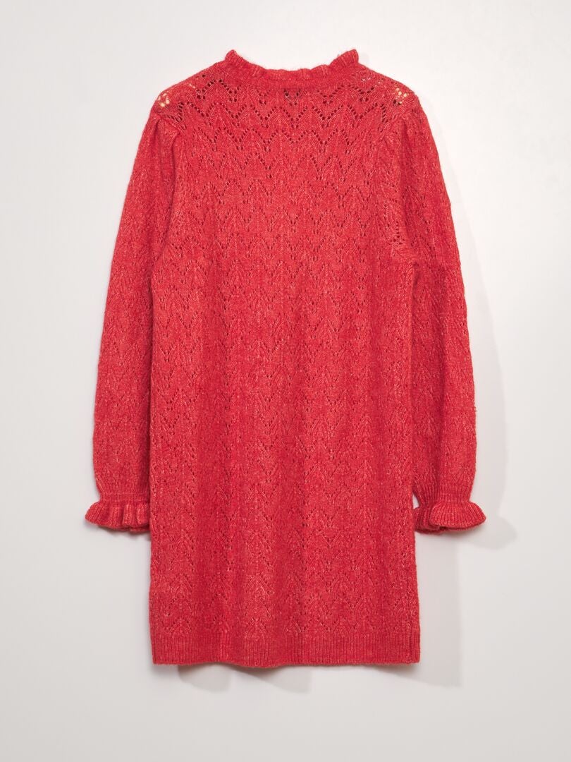 VESTIDO TIPO JERSEY DE PUNTO CALADO  ROJO