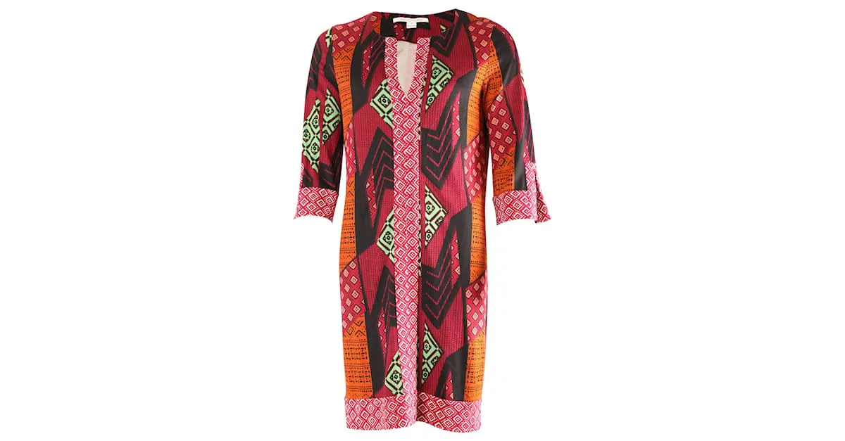 Vestido túnica estampado Diane Von Furstenberg en seda multicolor 