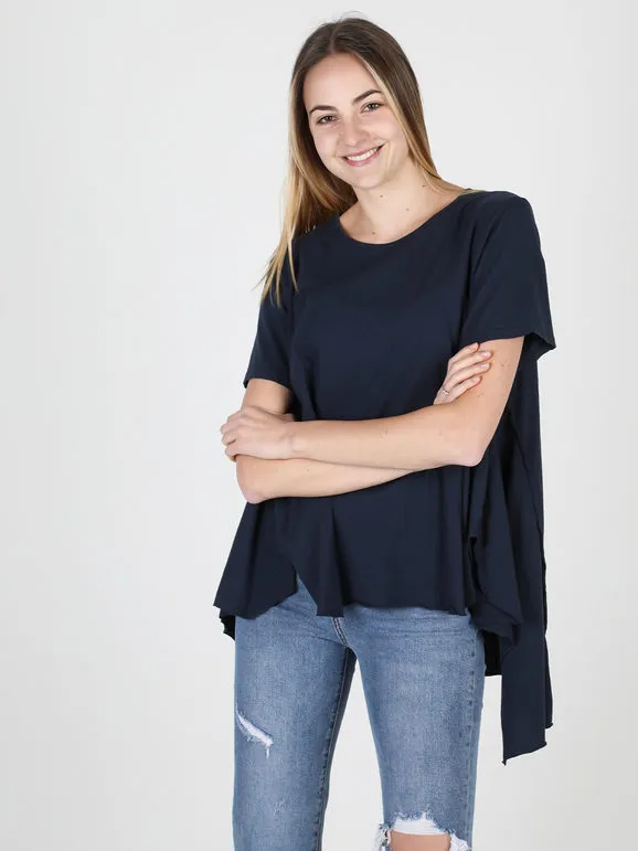 Wendy Trendy Camiseta maxi asimétrica de mujer de algodón