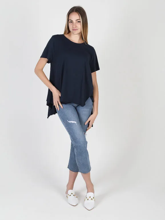 Wendy Trendy Camiseta maxi asimétrica de mujer de algodón
