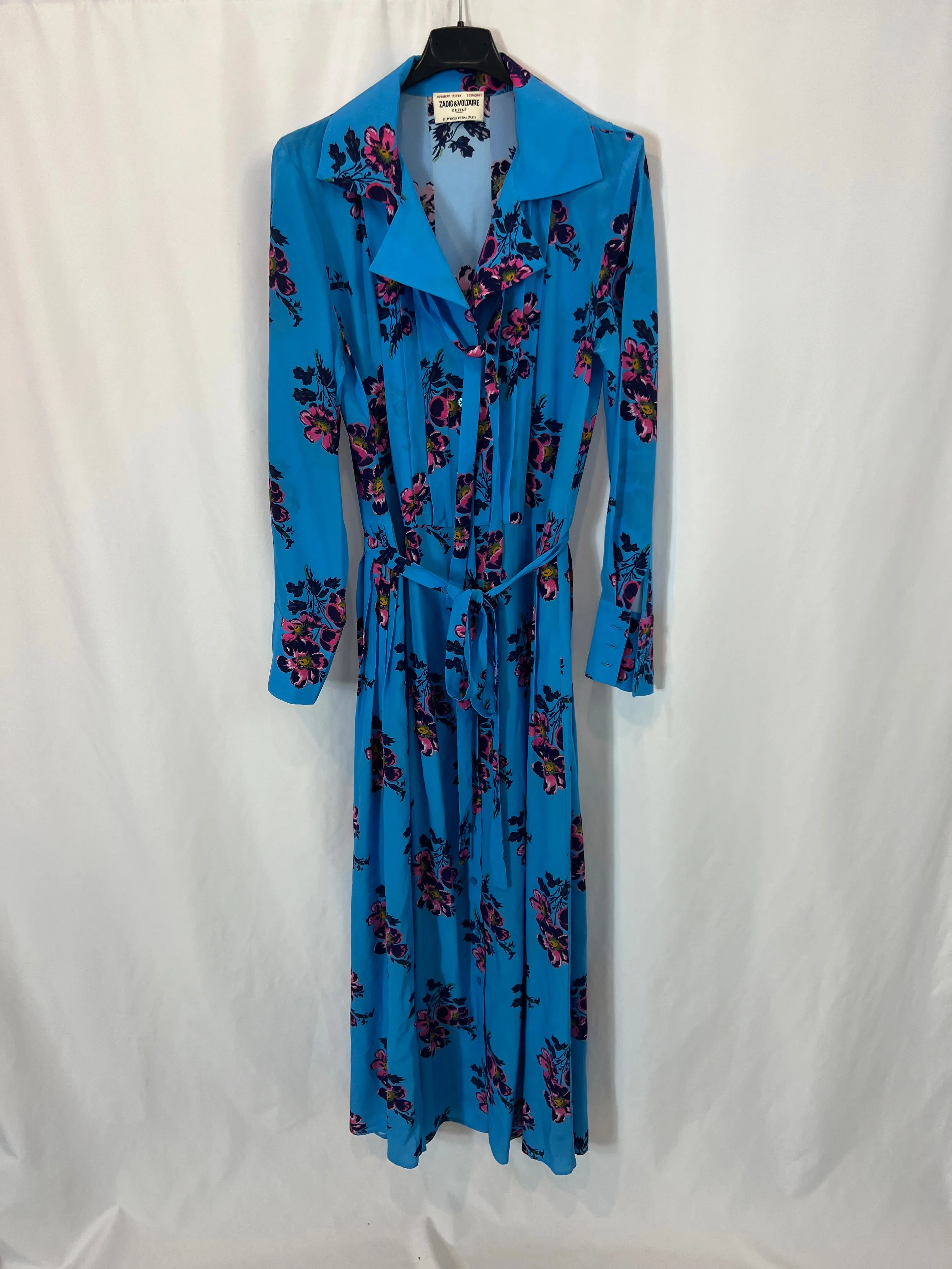 ZADIG&VOLTAIRE .vestido largo seda estampado. T S