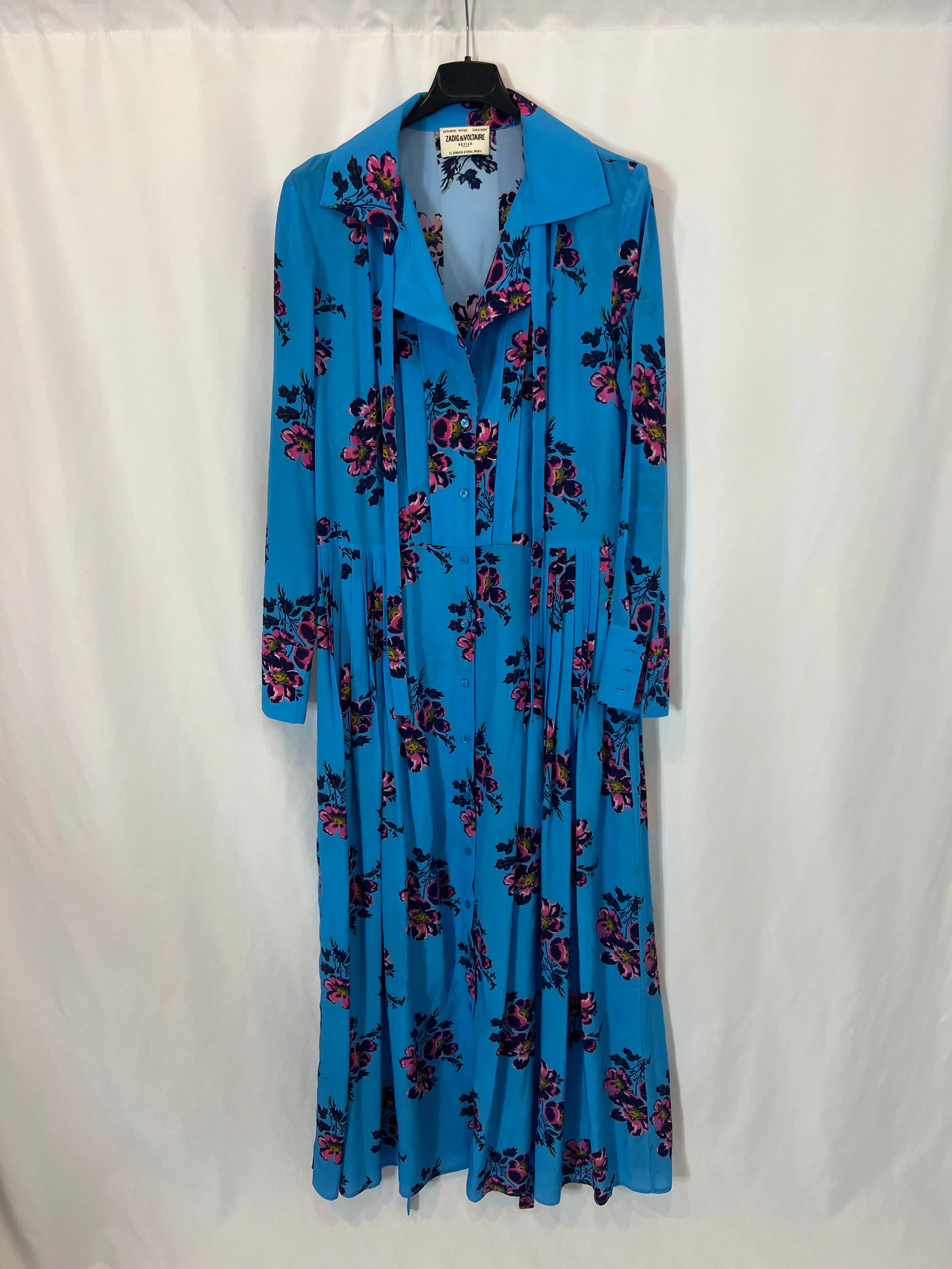 ZADIG&VOLTAIRE .vestido largo seda estampado. T S