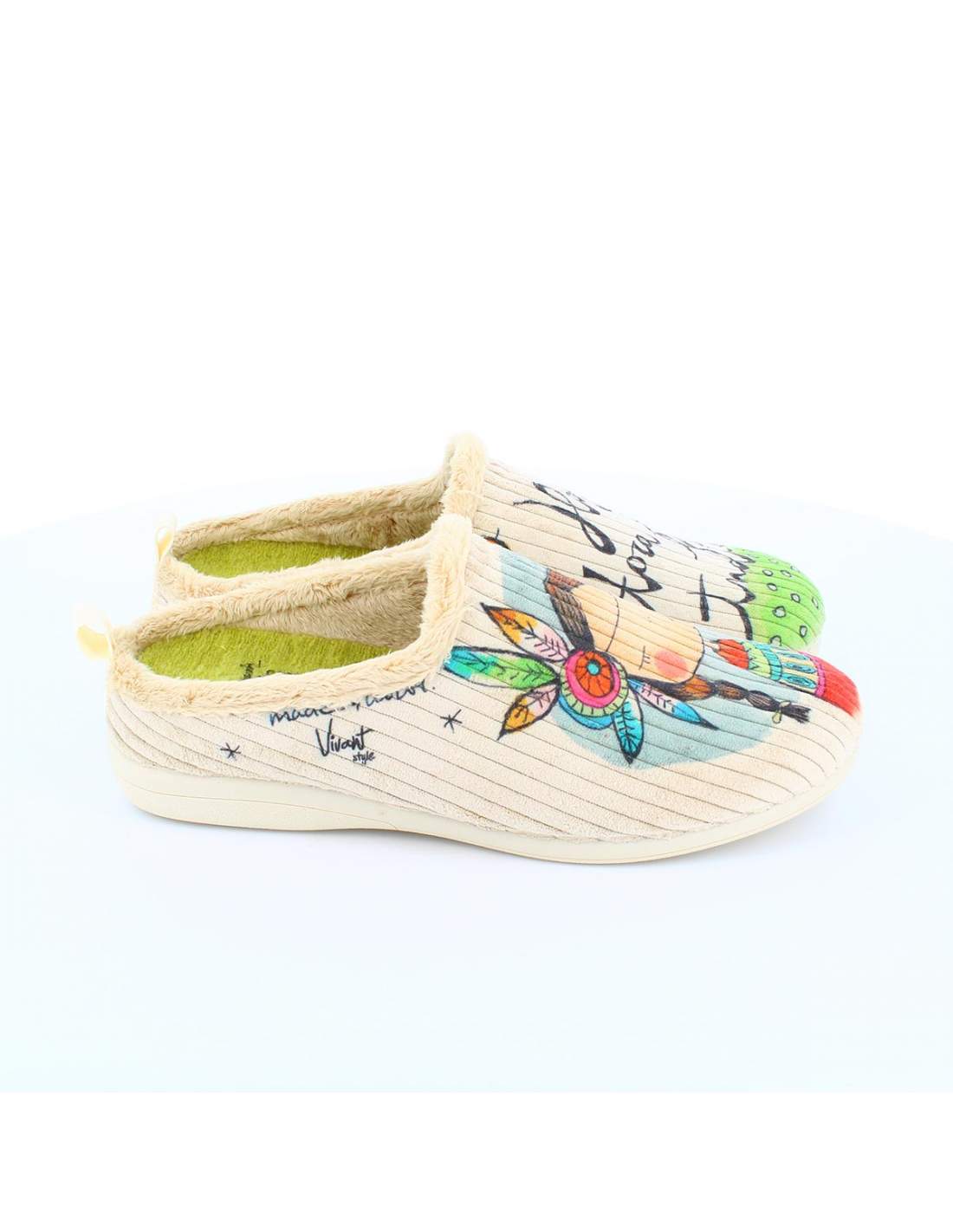 Zapatilla de Casa "Hoy toca hacer la india" Panon Beige