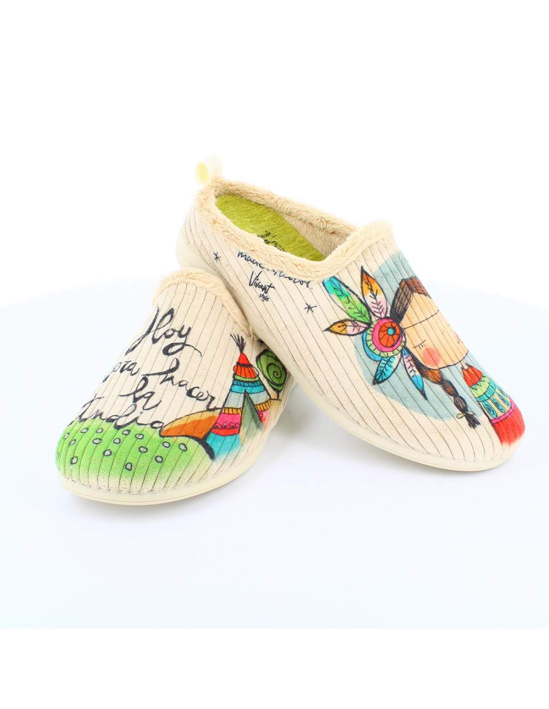 Zapatilla de Casa "Hoy toca hacer la india" Panon Beige