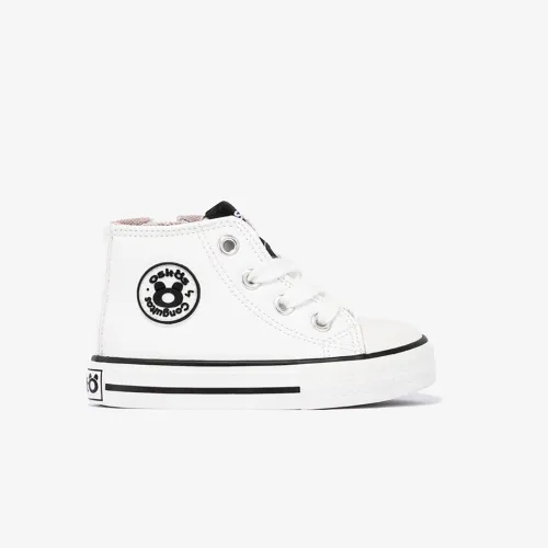 Zapatillas Altas de Bebé Logo Napa Blanco