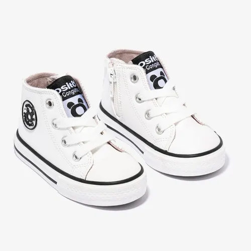 Zapatillas Altas de Bebé Logo Napa Blanco