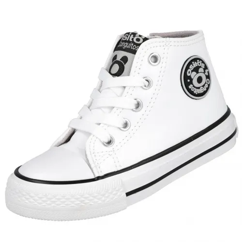 Zapatillas Altas de Bebé Logo Napa Blanco