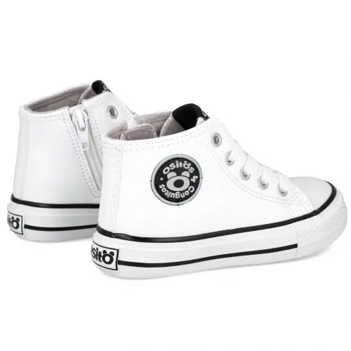 Zapatillas Altas de Bebé Logo Napa Blanco