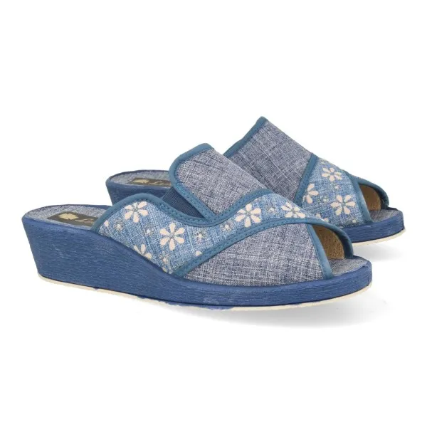 ZAPATILLAS CASA con CUÑA MUJER MOD. RAMILLETE