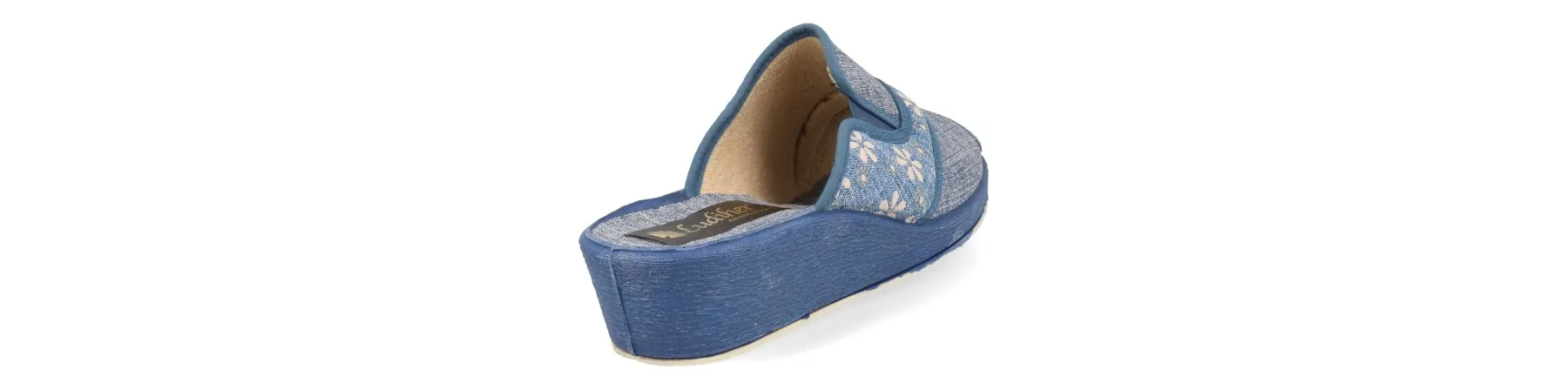 ZAPATILLAS CASA con CUÑA MUJER MOD. RAMILLETE