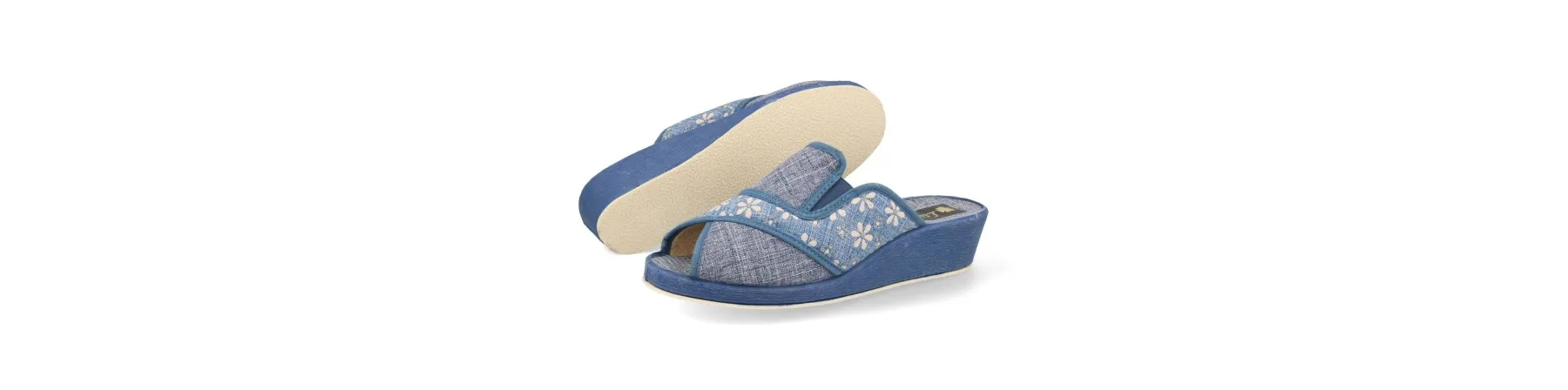 ZAPATILLAS CASA con CUÑA MUJER MOD. RAMILLETE