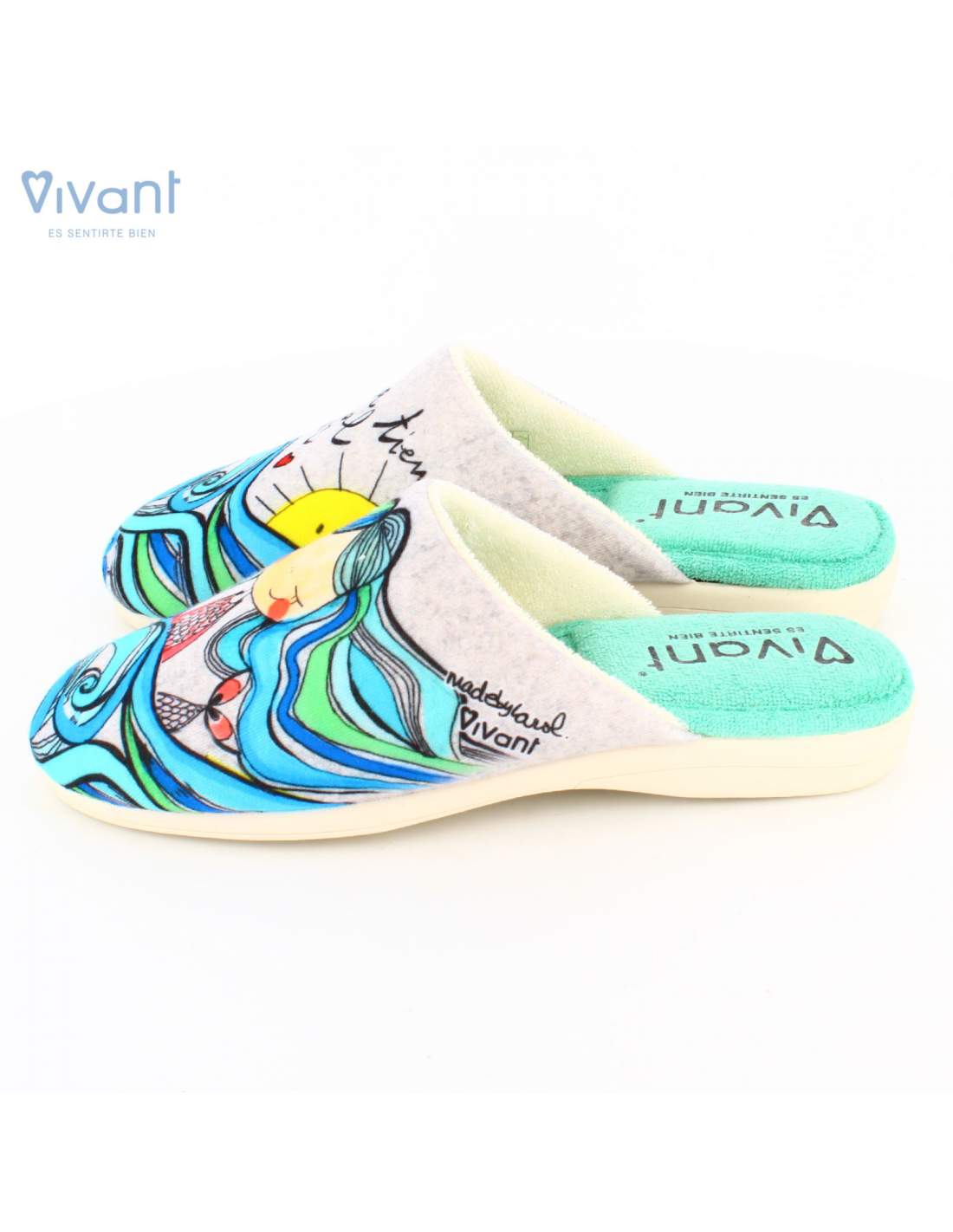 Zapatillas de Casa "Mi alma tiene vistas al mar" Gris