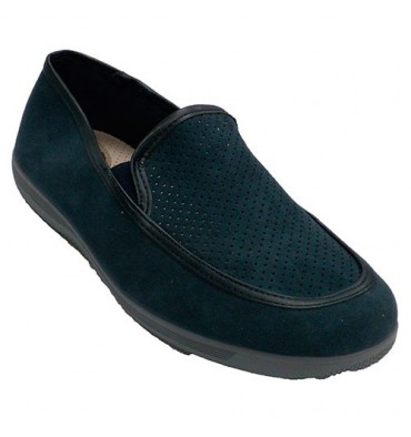 Zapatillas hombre lisa con la pala calada Muñoz y Tercero en azul