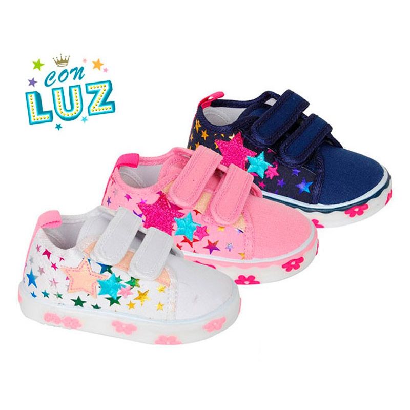 Zapatillas niña con luces de lona
