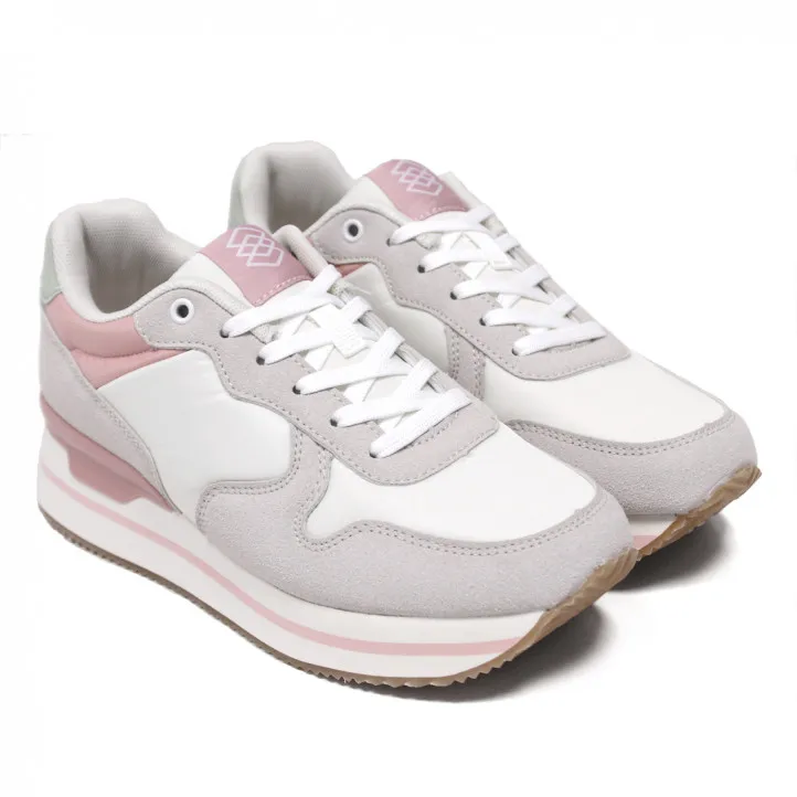 Zapatillas Owel melbourne grisáceas con detalles rosas