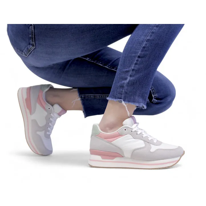 Zapatillas Owel melbourne grisáceas con detalles rosas