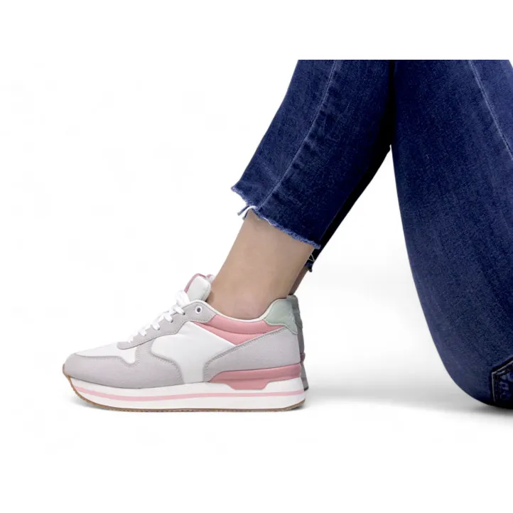 Zapatillas Owel melbourne grisáceas con detalles rosas