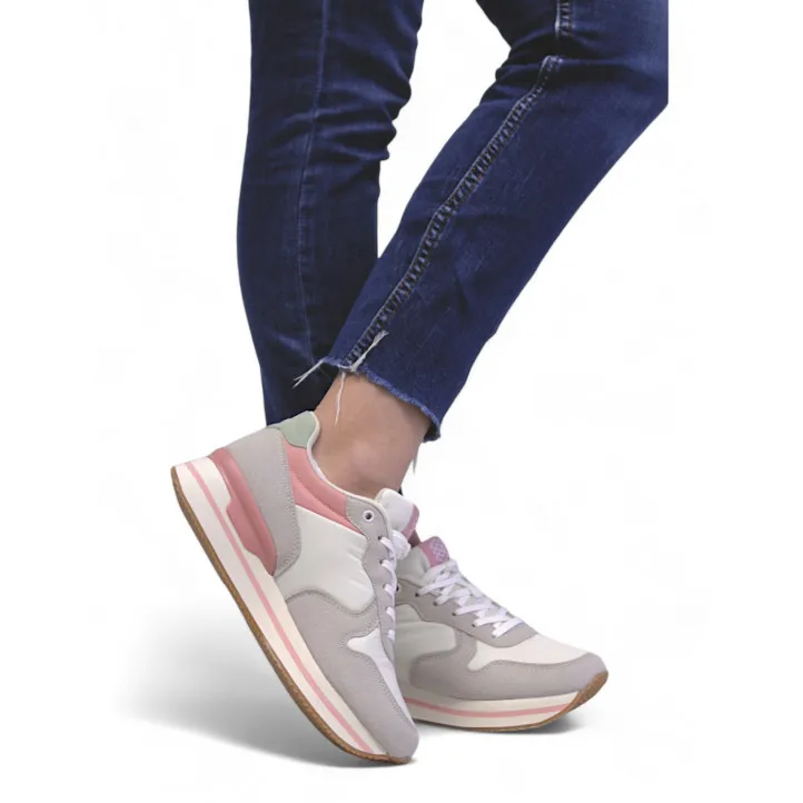 Zapatillas Owel melbourne grisáceas con detalles rosas
