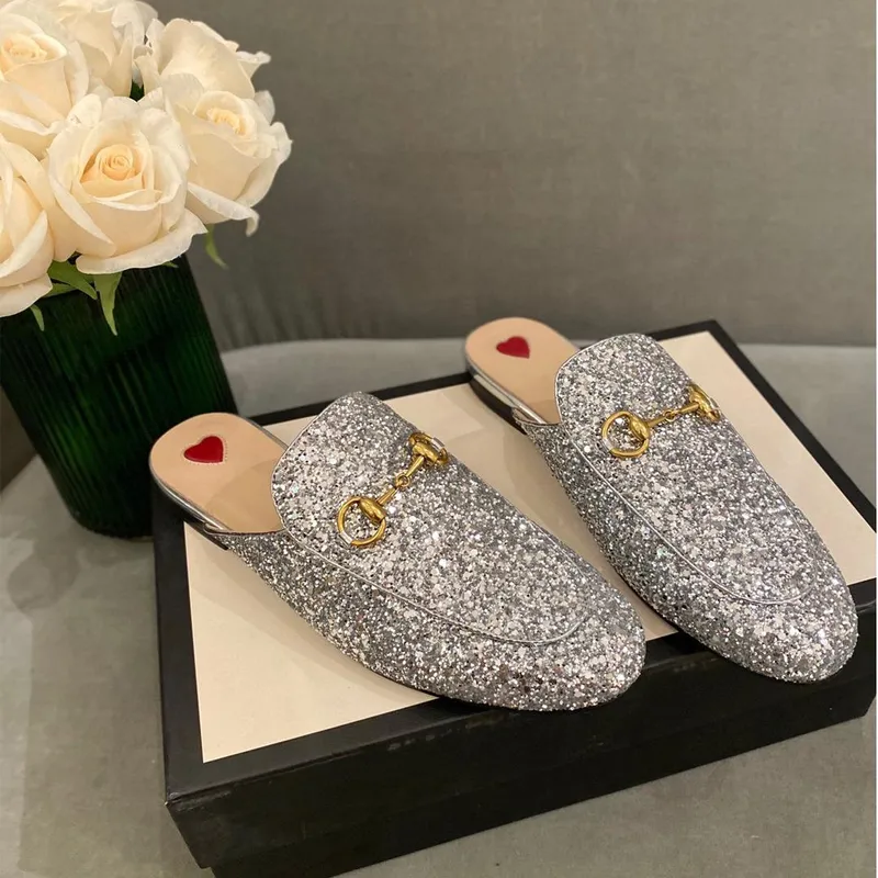 Zapatillas Princetown de diseñador 2023, zapatillas de cuero genuino para mujer, mocasines con cadena de Metal, zapatos informal