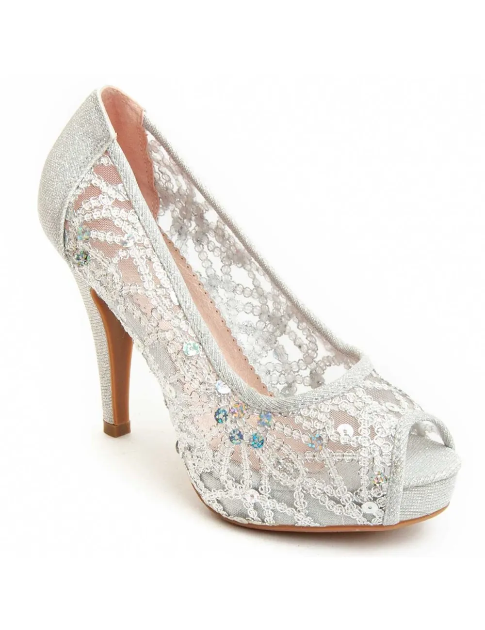 Zapato De Tacón Para Mujer.  Montevita  Unne59  92357 Plateado