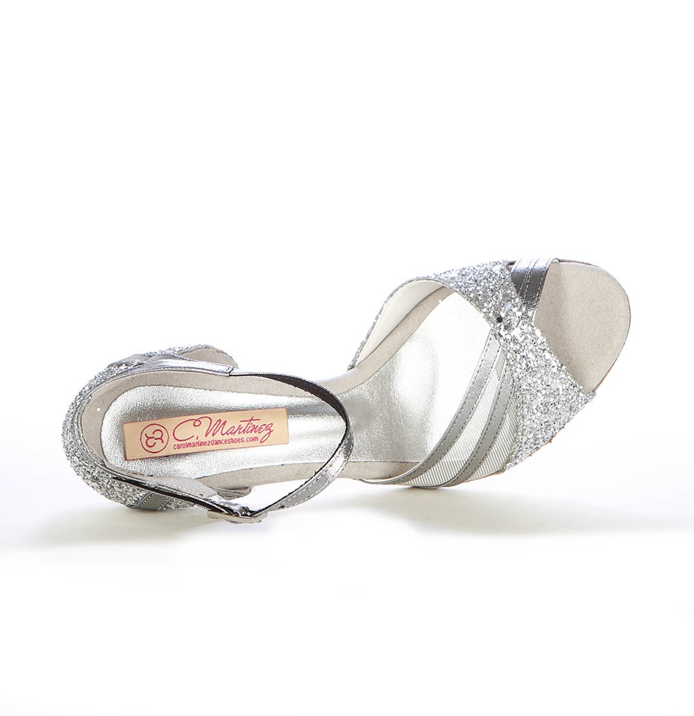 Zapato novia plata brillante
