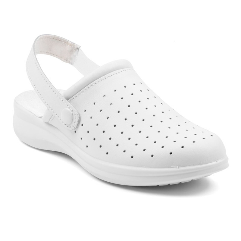 ZUECO SANITARIO DE PIEL BLANCO ISACCO  TALLA 37