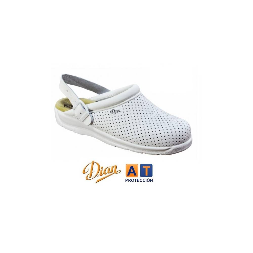 Zuecos Dian PISA blanco correa picado.